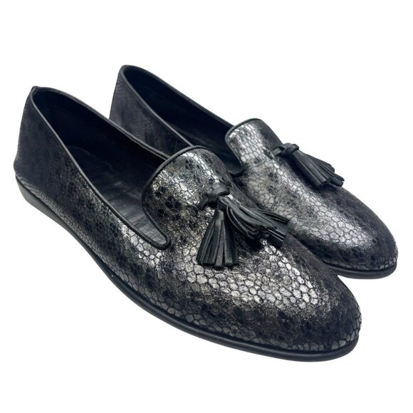 Flexx Loafer Slip On Tassel Shoes Ladies Size 11 Black Textured - Picture 1 of 11